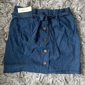 Jean Skirt with Brown Buttons - M - NWT
